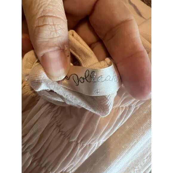 Dollcake Girl Dress 4 Ruffle Halter Blush Ivory Maxi Dress Cottage Core Cotton - Picture 8 of 8